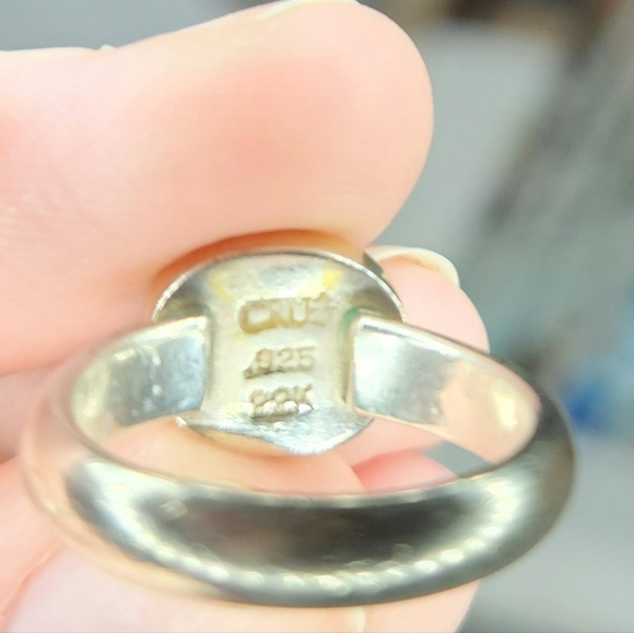 Sterling silver & 22k gold Peridot ring - Picture 6 of 8